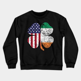 St Patricks Day Irish American Flag Ireland Shamrock Paddys Crewneck Sweatshirt